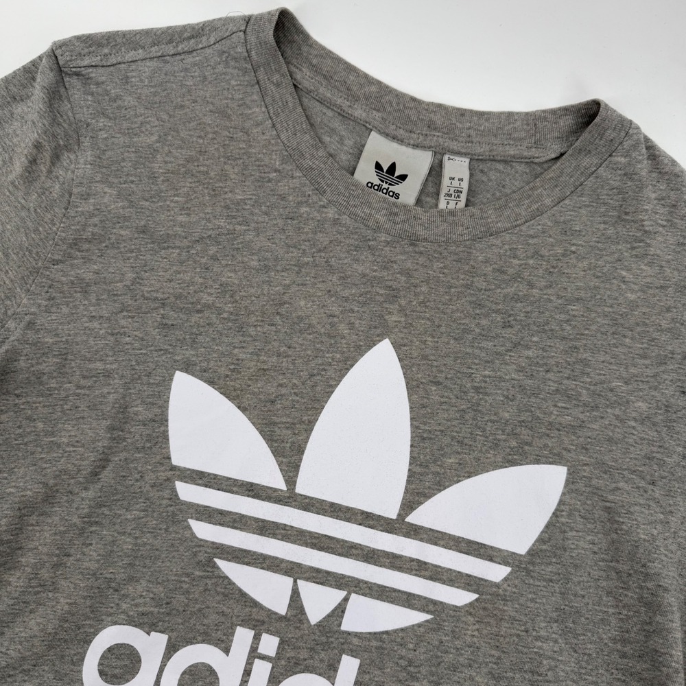 Men's Adidas Trefoil Logo T Shirt Gray‎ Short Sleeve Crew Neck Size Large Men's
